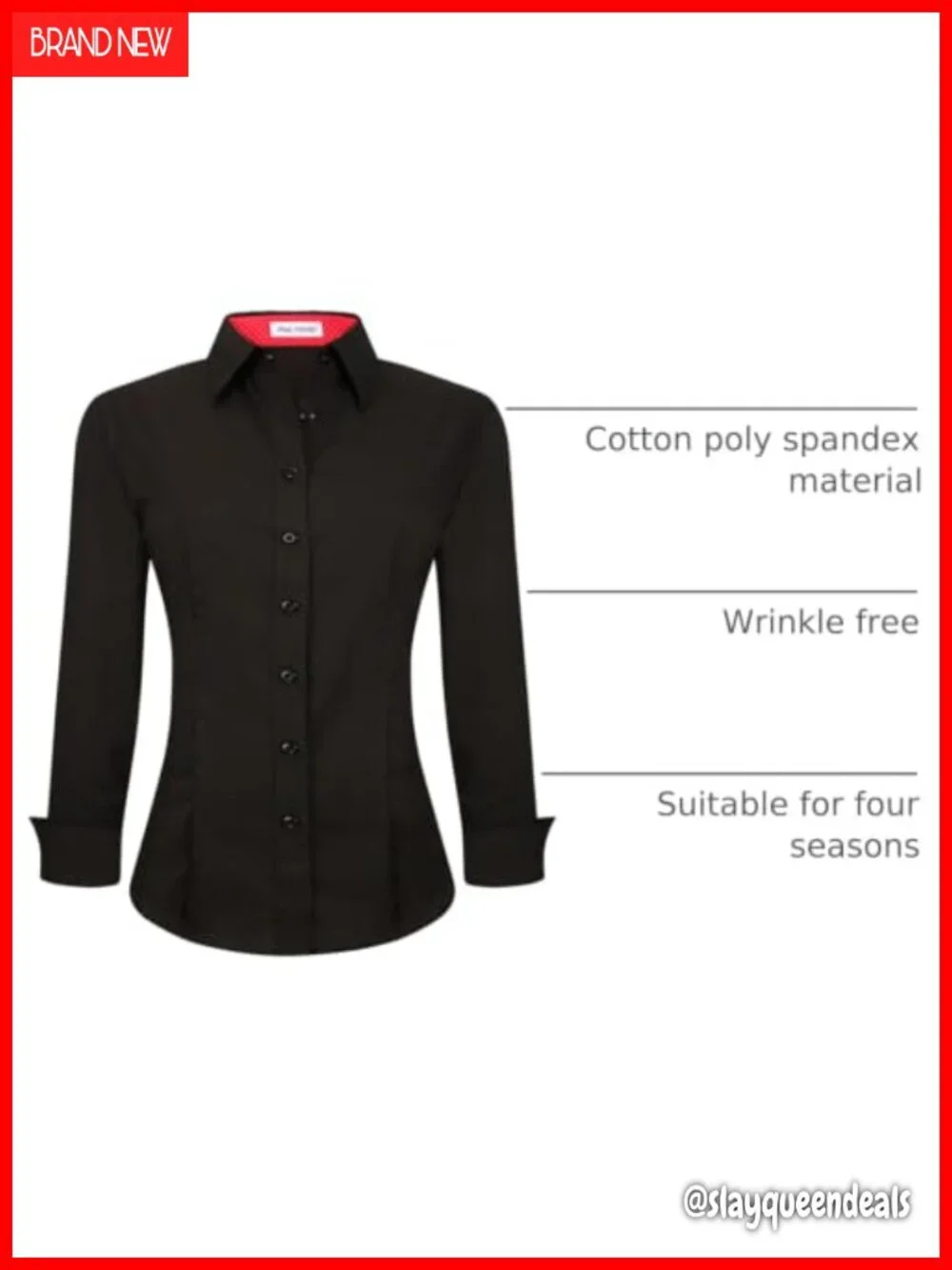 Women's Button Down Long Sleeve Wrinkle Free Dress Shirt Polycotton